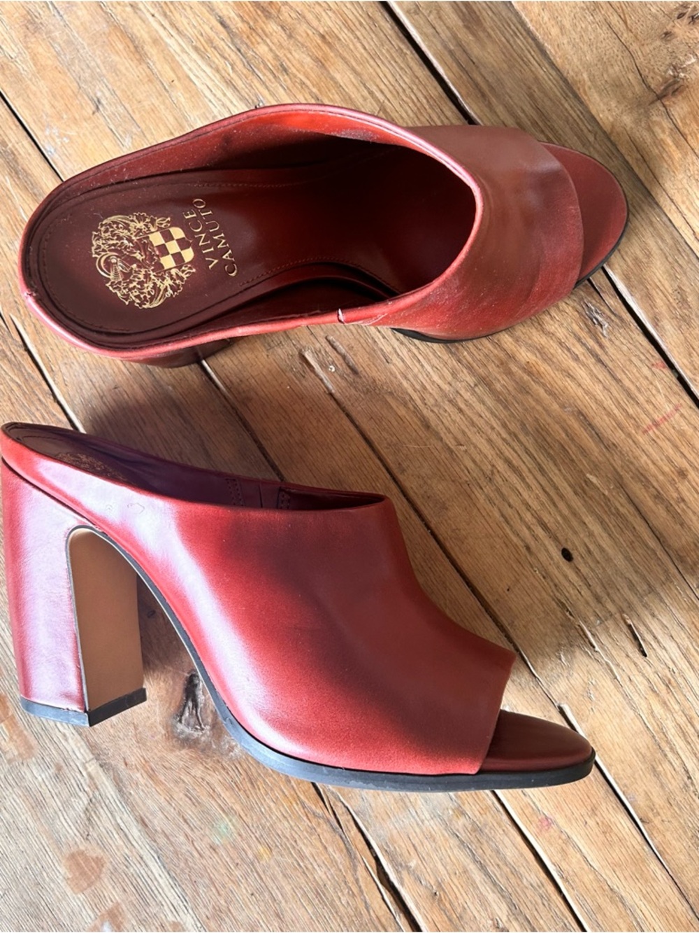 Vince Camuto Women's Red Open-Toe Mule Heels red brown 8.5 - Picture 2 of 11